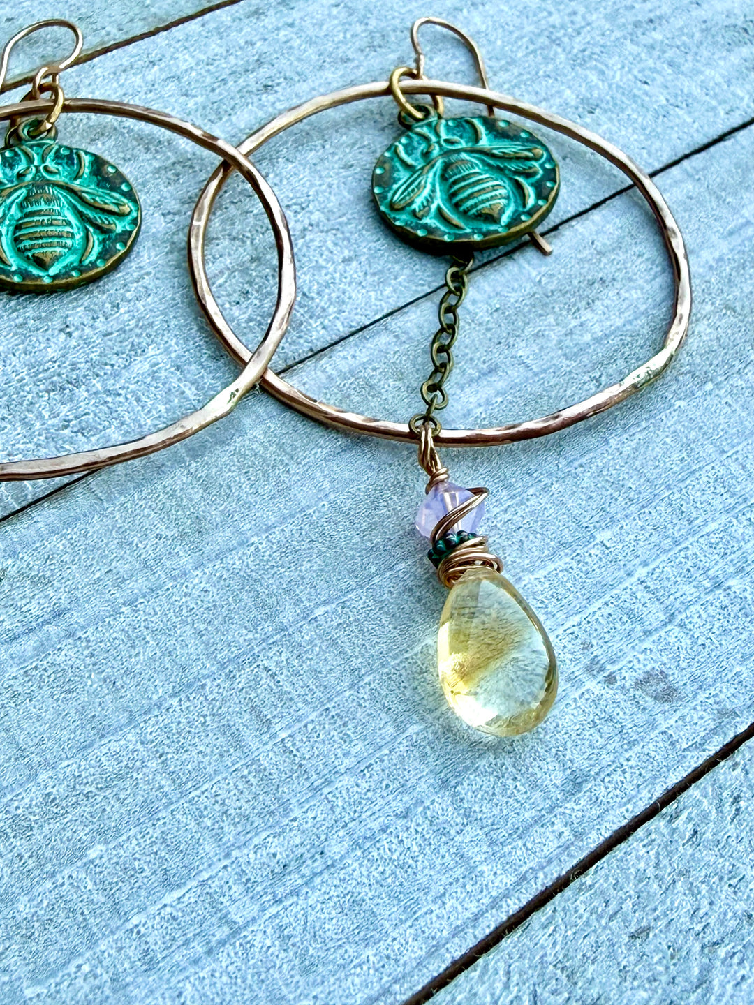 Citrine Honeybee Earrings Em'z Blendz Soap Co.