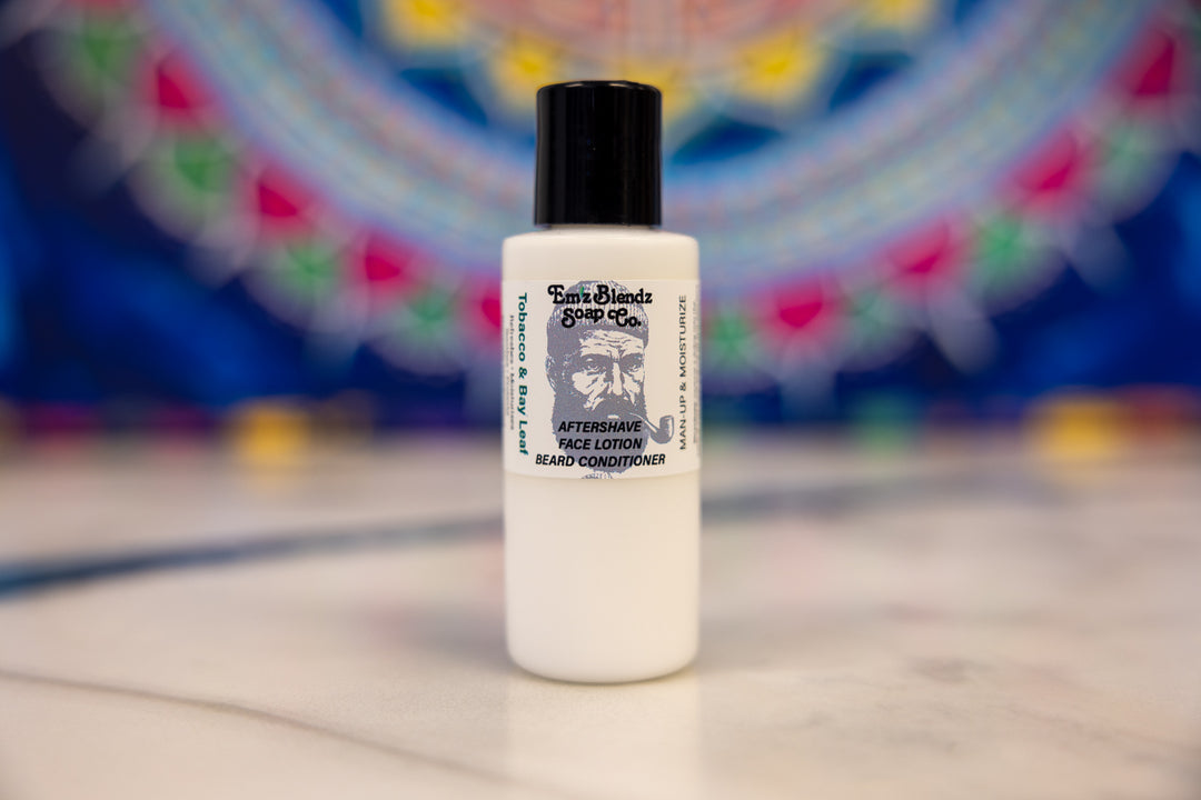 Tobacco and Bay Leaf Aftershave Lotion | Lightweight Face Moisturizer Em'z Blendz Soap Co.