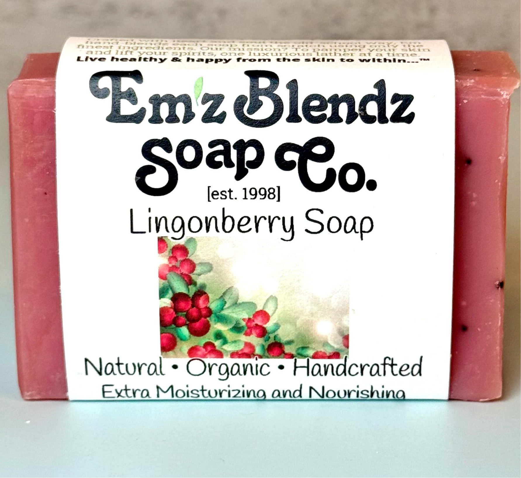 Lingonberry Seed Soap Bar | Tart Cranberry Exfoliating Soap | Em'z