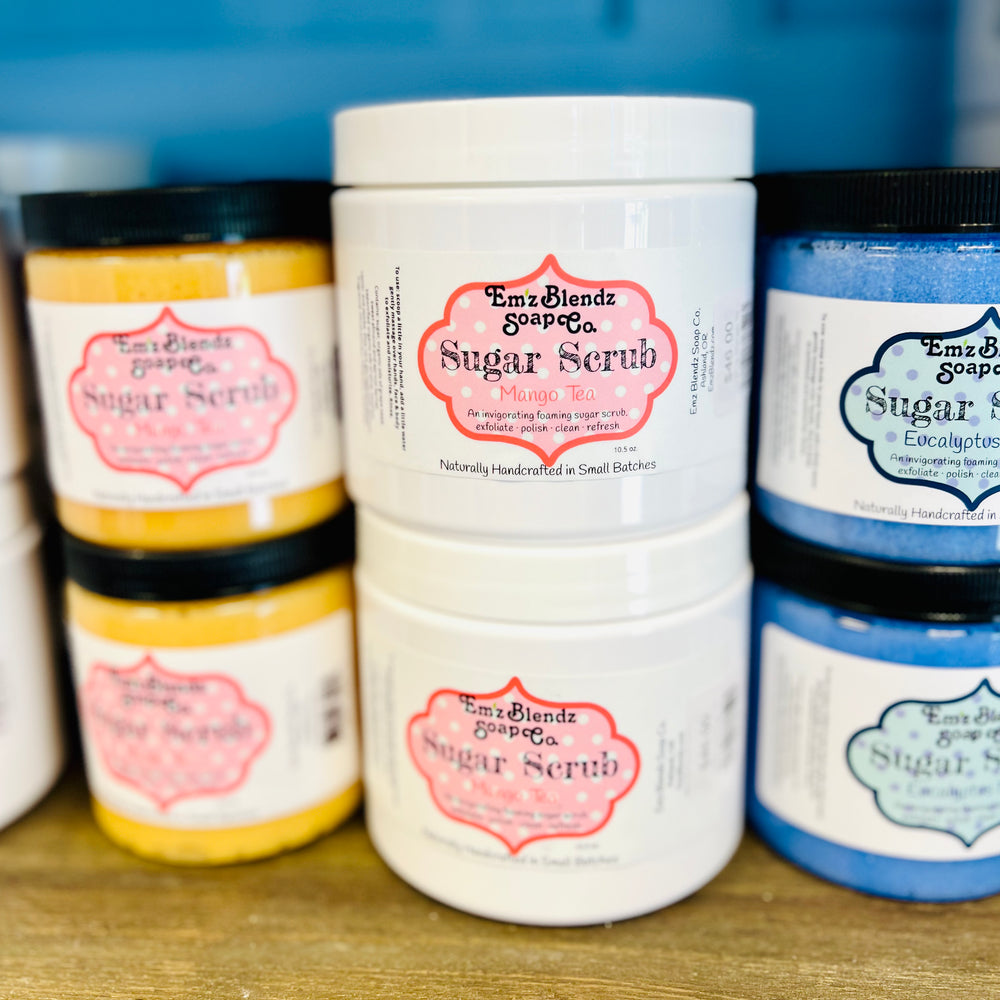 Uplifting Mango Tea | Foaming Sugar Scrub Polish 20 oz Em'z Blendz Soap Co.
