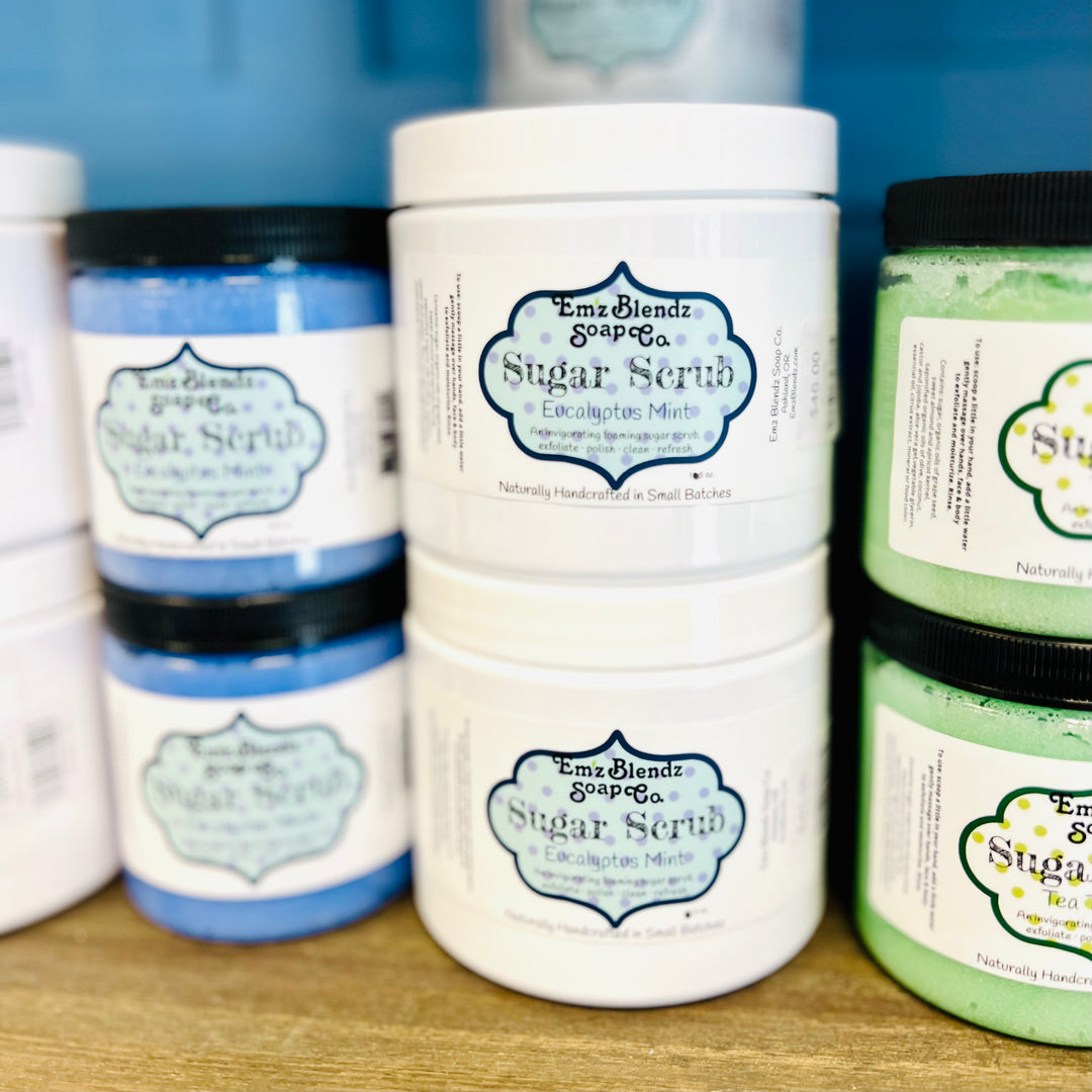 Purifying Eucalyptus Mint | Foaming Sugar Scrub Polish 20 oz Em'z Blendz Soap Co.