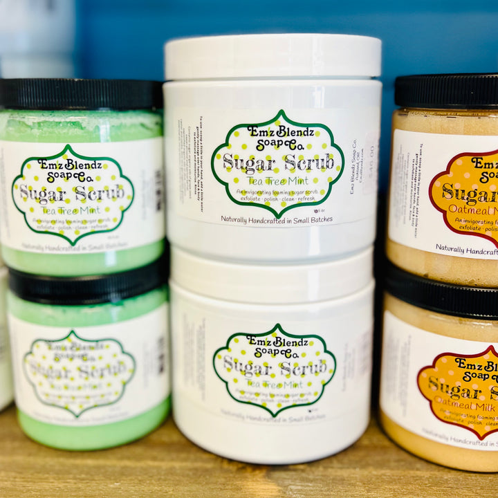 Acne-Fighting Tea Tree Mint | Foaming Sugar Scrub Polish 20 oz Em'z Blendz Soap Co.