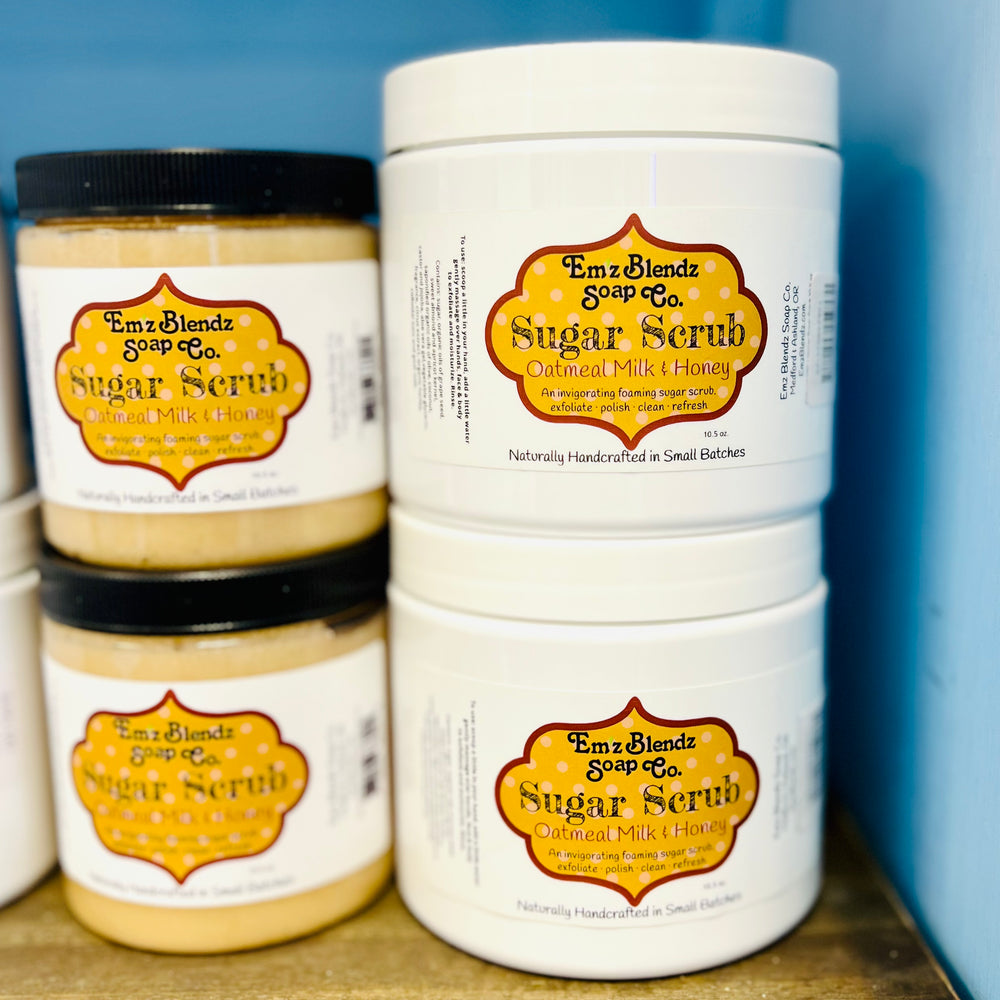 Soothing Oatmeal Milk & Honey | Foaming Sugar Scrub Polish 20 oz Em'z Blendz Soap Co.