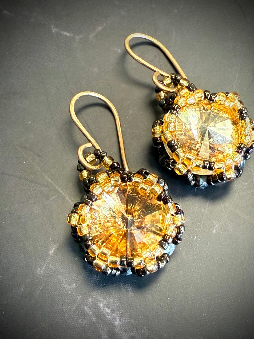 Lotus Flower Necklace | Handwoven Golden Crystal & Bronze Em'z Blendz Soap Co.