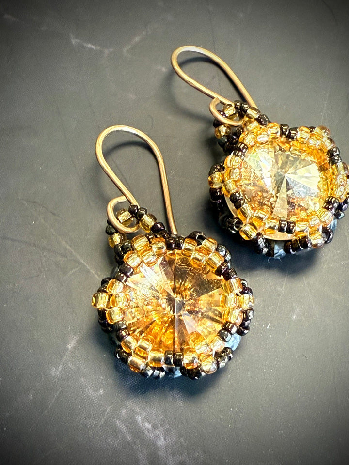 Lotus Flower Necklace | Handwoven Golden Crystal & Bronze Em'z Blendz Soap Co.