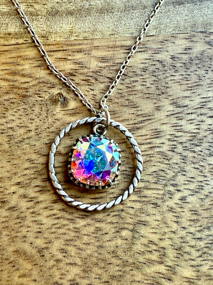 Heart Halo Necklace - Silver & Swarovski Crystal Cosmic Aura Em'z Blendz Soap Co.