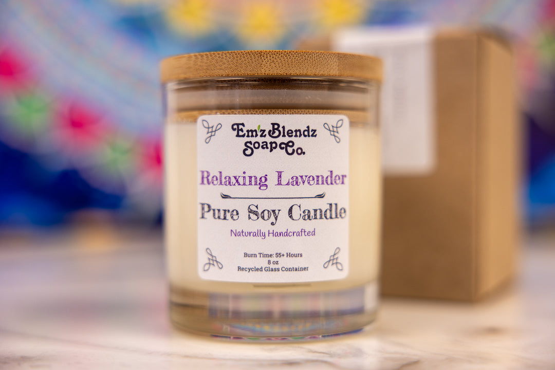 Relaxing Lavender | Natural Wax Candle Em'z Blendz Soap Co.