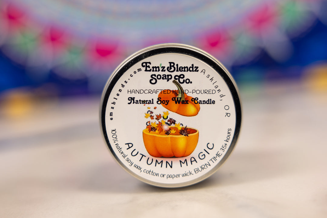Autumn Magic Soy Candle in Tin Em'z Blendz Soap Co.