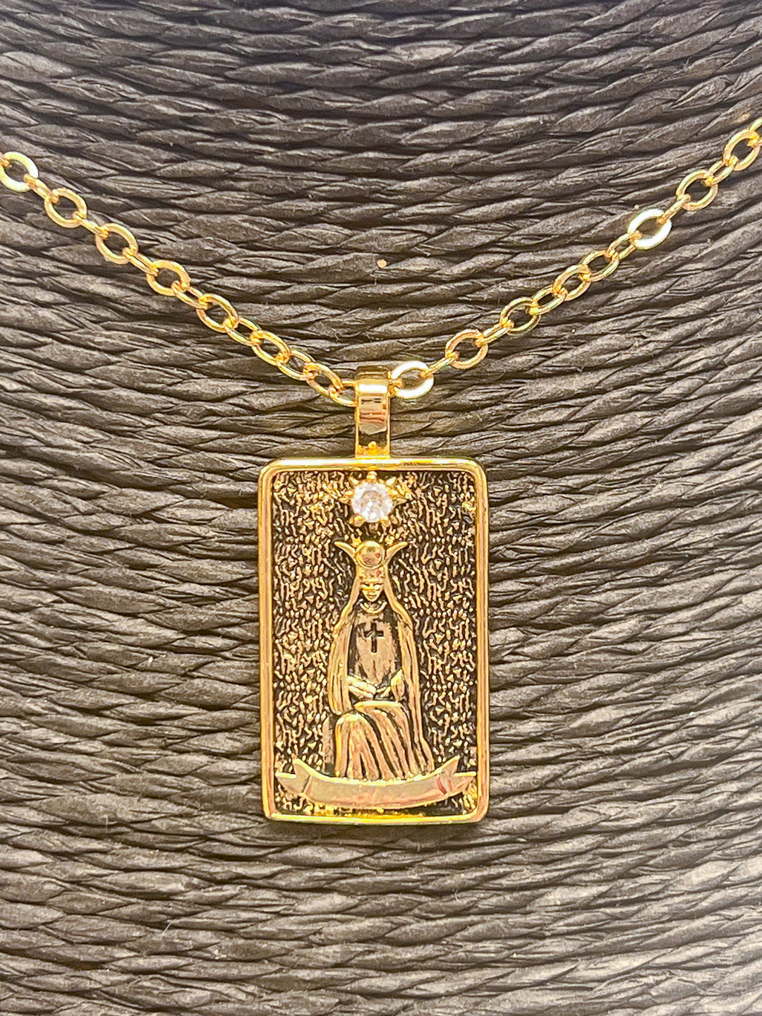 Tarot Necklace - 18k Gold Plated The High Priestess Em'z Blendz Soap Co.