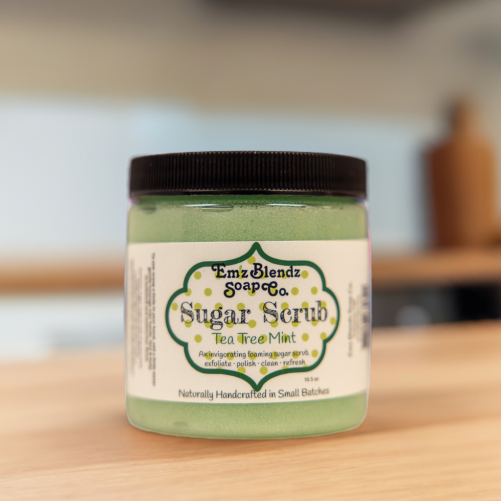 Acne-Fighting Tea Tree Mint | Foaming Sugar Scrub Polish Em'z Blendz Soap Co.