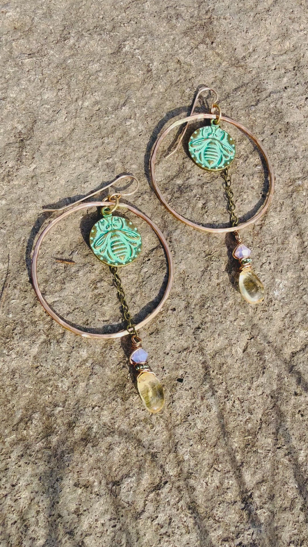 Citrine Honeybee Earrings Em'z Blendz Soap Co.