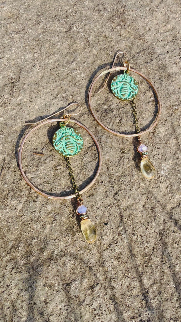 Citrine Honeybee Earrings Em'z Blendz Soap Co.