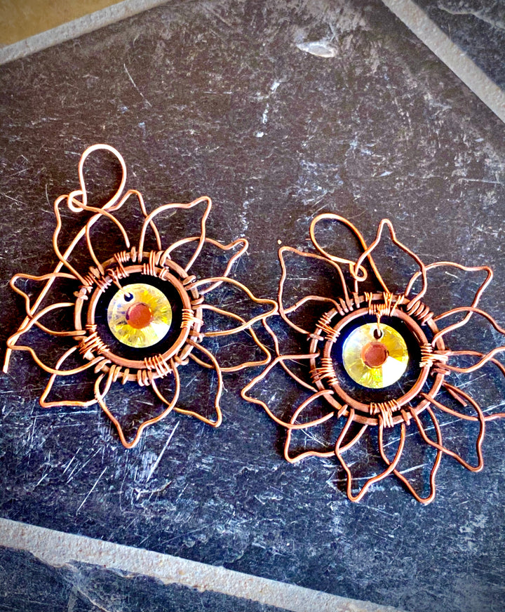 Em'z Blendz Vintage Autumn Sun Earrings | Handcrafted Jewelry    Em'z Blendz Soap Co.