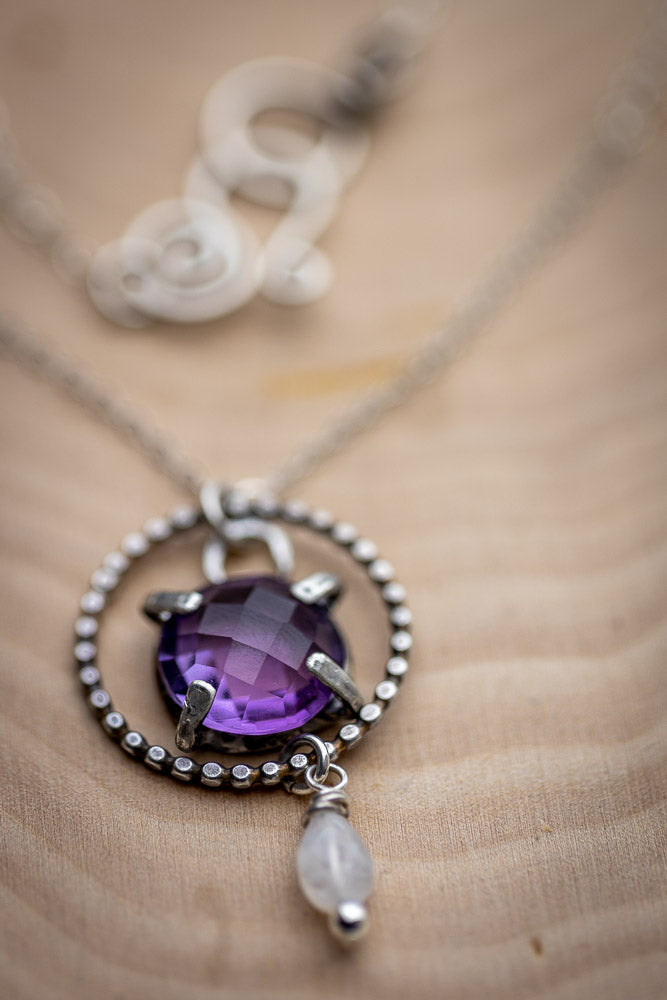 Crown Chakra Necklace | Handcrafted Amethyst and Moonstone Jewelry    Em'z Blendz Soap Co.