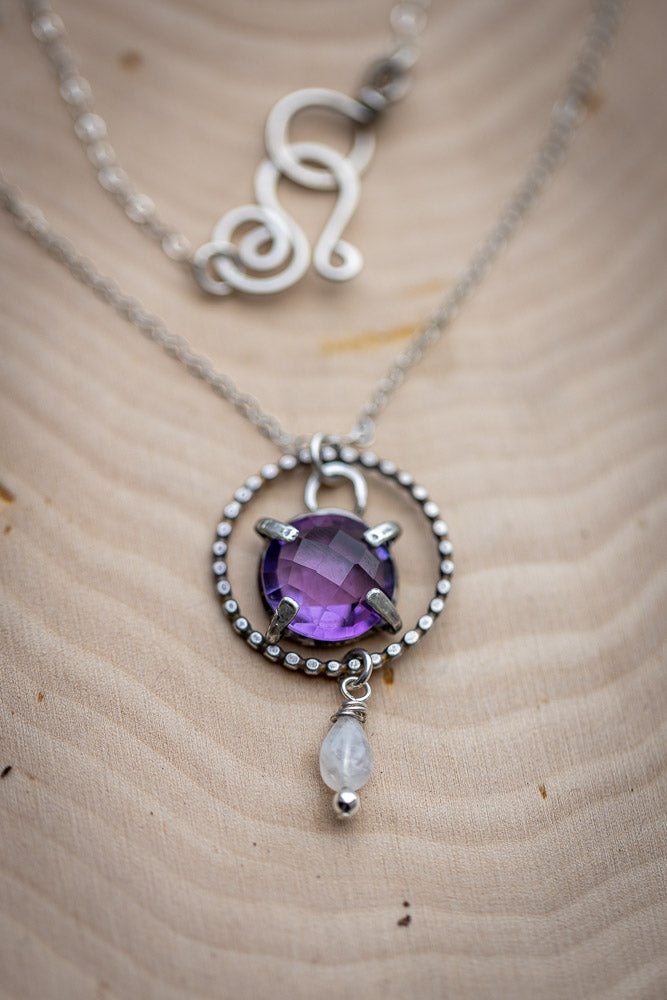 Crown Chakra Necklace | Handcrafted Amethyst and Moonstone Jewelry    Em'z Blendz Soap Co.
