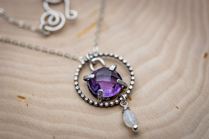 Crown Chakra Necklace | Handcrafted Amethyst and Moonstone Jewelry    Em'z Blendz Soap Co.
