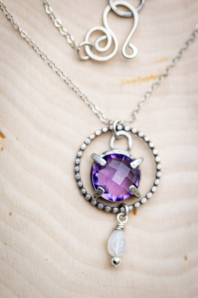 Crown Chakra Necklace | Handcrafted Amethyst and Moonstone Jewelry    Em'z Blendz Soap Co.