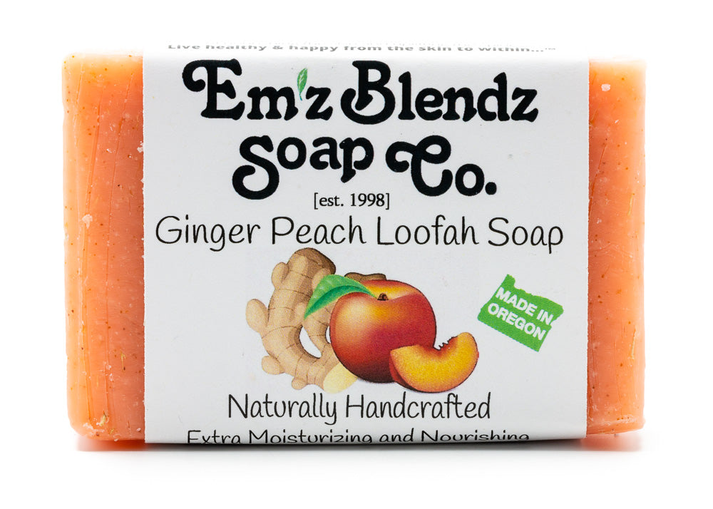 Ginger Peach Loofah Soap Bar Em'z Blendz Soap Co.