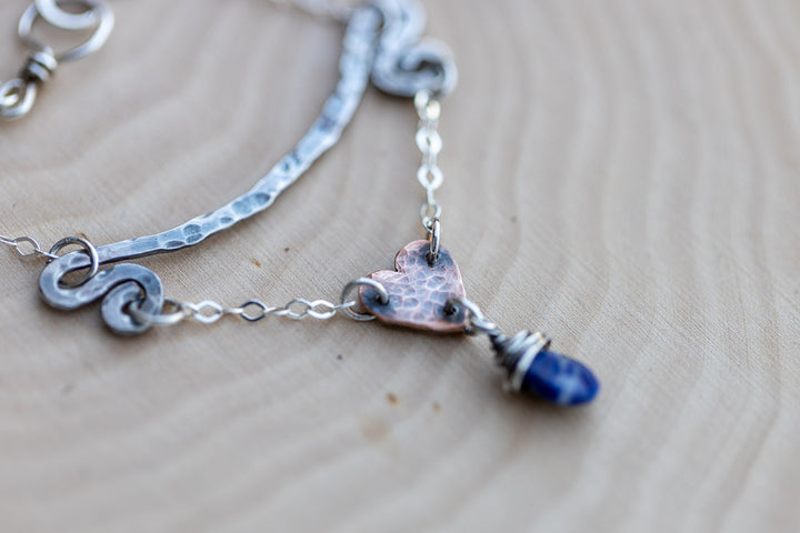 Intuitive Heart Necklace | Handcrafted Lapis Lazuli, Copper & Fine Silver Em'z Blendz Soap Co.