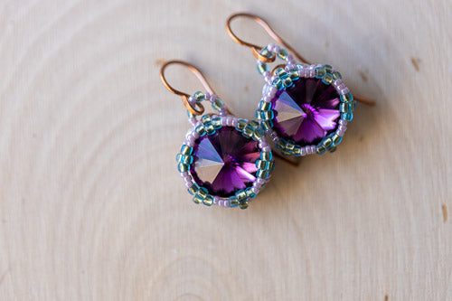 Handwoven Lotus Flower Necklace | Amethyst Crystal & Copper Em'z Blendz Soap Co.