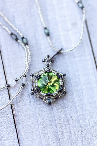 Lotus Star Necklace | Handwoven Peridot Green Crystal & Silver Em'z Blendz Soap Co.