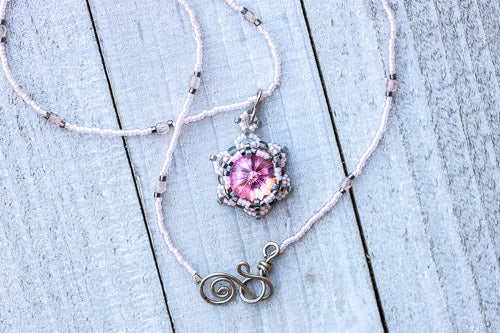 Lotus Star Necklace | Handwoven Pink Crystal & Silver Em'z Blendz Soap Co.