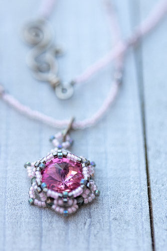 Lotus Star Necklace | Handwoven Pink Crystal & Silver Em'z Blendz Soap Co.