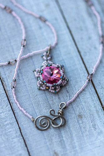 Lotus Star Necklace | Handwoven Pink Crystal & Silver Em'z Blendz Soap Co.