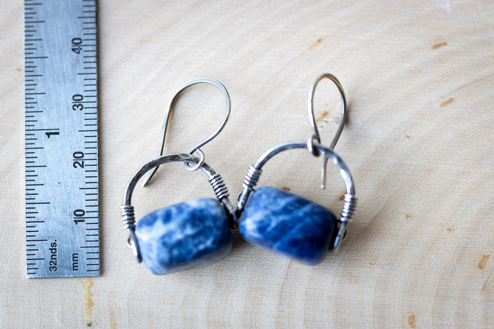 Horseshoe Sodalite  Silver Earrings    Em'z Blendz Soap Co.