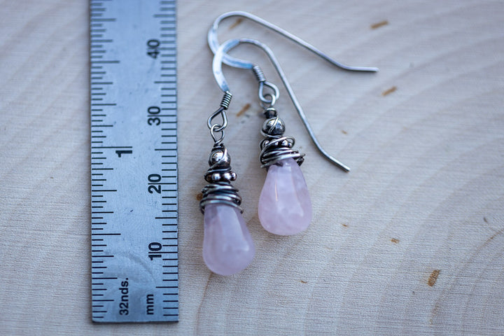 Em'z Blendz Rose Quartz & Sterling Silver Earrings | Handcrafted Jewelry    Em'z Blendz Soap Co.