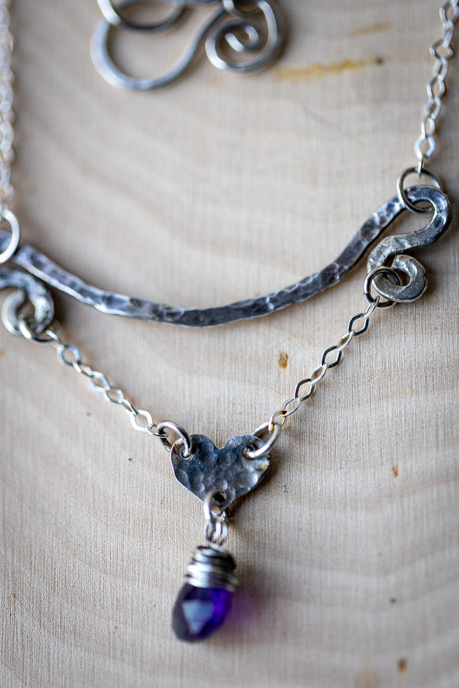 Pure Heart Necklace | Amethyst & Fine Silver Em'z Blendz Soap Co.