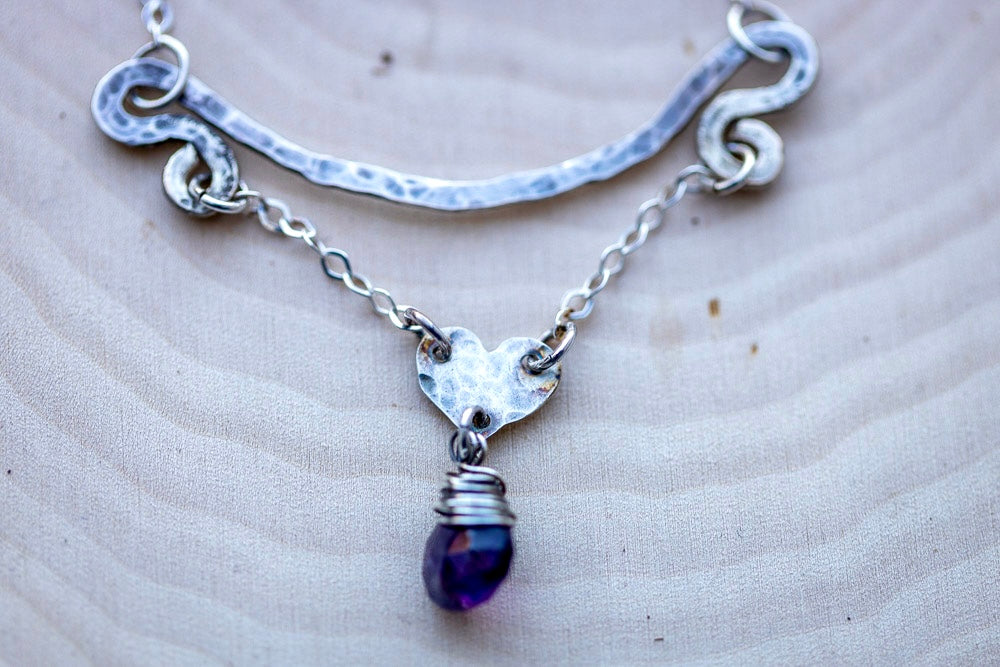 Pure Heart Necklace | Amethyst & Fine Silver Em'z Blendz Soap Co.