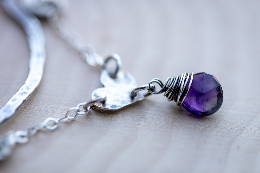 Pure Heart Necklace | Amethyst & Fine Silver Em'z Blendz Soap Co.