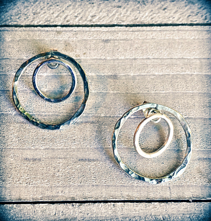 Double-Sided Circular Post Earrings | Handcrafted Solid Sterling Silver Em'z Blendz Soap Co.