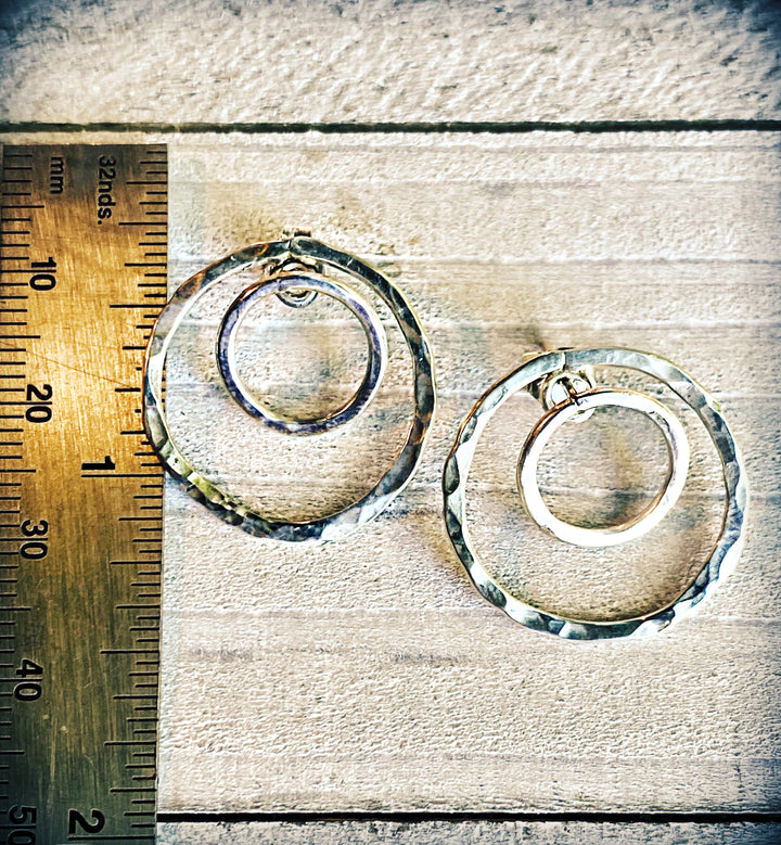 Double-Sided Circular Post Earrings | Handcrafted Solid Sterling Silver Em'z Blendz Soap Co.