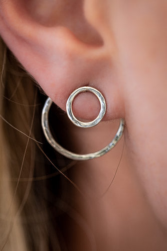 Double-Sided Circular Post Earrings | Handcrafted Solid Sterling Silver Em'z Blendz Soap Co.