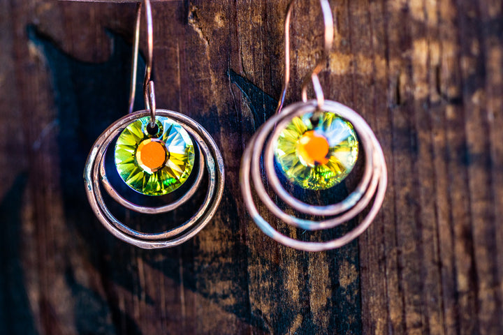 Em'z Blendz Vintage Crystal Solar Energy Earrings | Handcrafted Jewelry    Em'z Blendz Soap Co.