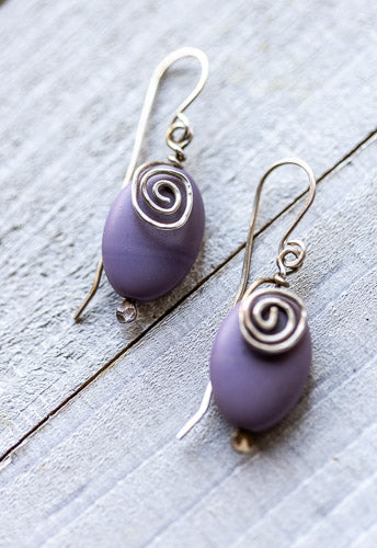 Em'z Blendz Lavender Stone & Sterling Silver Swirl Earrings | Handcrafted Jewelry    Em'z Blendz Soap Co.