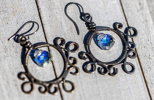 Em'z Blendz Vintage Gypsy Rainbow Crystal & Sterling Silver Earrings | Handcrafted Jewelry    Em'z Blendz Soap Co.