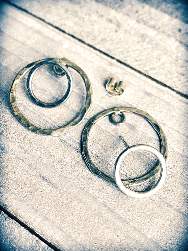 Double-Sided Circular Post Earrings | Handcrafted Solid Sterling Silver Em'z Blendz Soap Co.