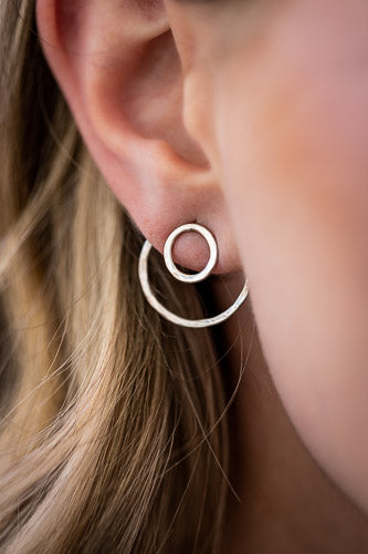 Double-Sided Circular Post Earrings | Handcrafted Solid Sterling Silver Em'z Blendz Soap Co.