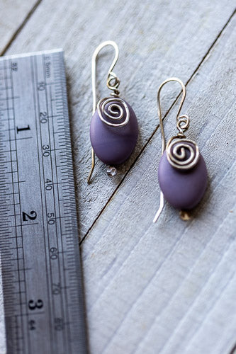 Em'z Blendz Lavender Stone & Sterling Silver Swirl Earrings | Handcrafted Jewelry    Em'z Blendz Soap Co.