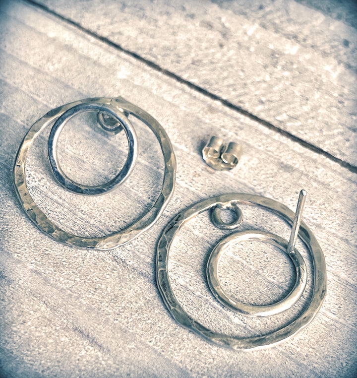 Double-Sided Circular Post Earrings | Handcrafted Solid Sterling Silver Em'z Blendz Soap Co.