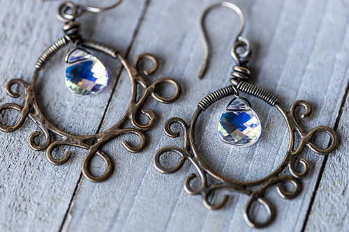 Em'z Blendz Vintage Gypsy Rainbow Crystal & Sterling Silver Earrings | Handcrafted Jewelry    Em'z Blendz Soap Co.