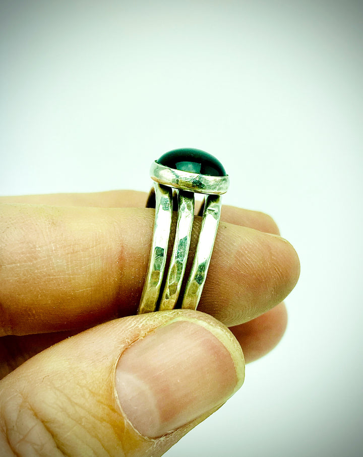 Black Onyx Protection Ring | Handcrafted Sterling Silver Stack Ring Set Em'z Blendz Soap Co.