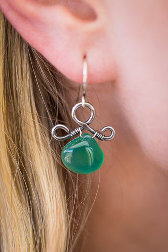 Green Onyx & Sterling Silver Earrings | Handcrafted Elegance    Em'z Blendz Soap Co.