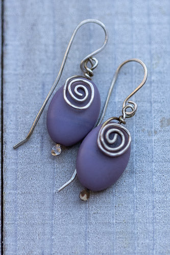 Em'z Blendz Lavender Stone & Sterling Silver Swirl Earrings | Handcrafted Jewelry    Em'z Blendz Soap Co.