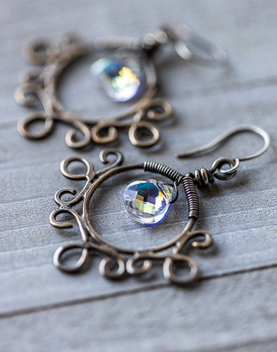 Em'z Blendz Vintage Gypsy Rainbow Crystal & Sterling Silver Earrings | Handcrafted Jewelry    Em'z Blendz Soap Co.