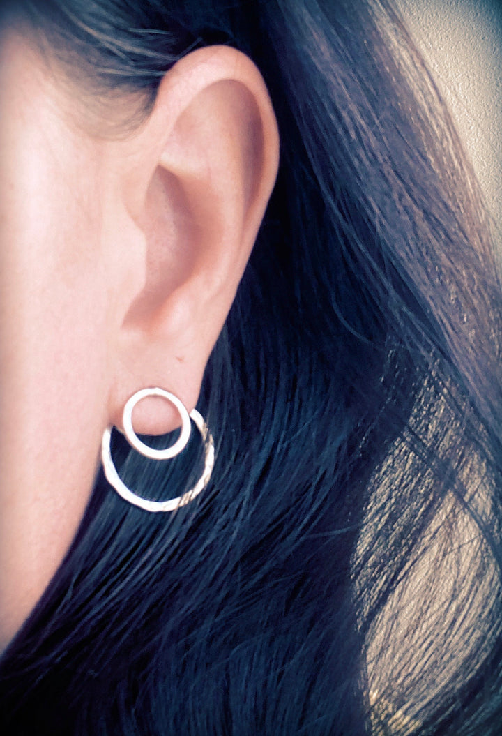Double-Sided Circular Post Earrings | Handcrafted Solid Sterling Silver Em'z Blendz Soap Co.