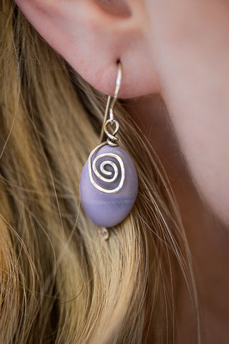 Em'z Blendz Lavender Stone & Sterling Silver Swirl Earrings | Handcrafted Jewelry    Em'z Blendz Soap Co.